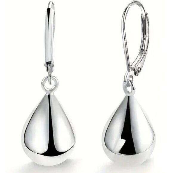 925 Sterling Silver - Teardrop - Shaped Polished Dangle Earrings - Picture 1 of 3